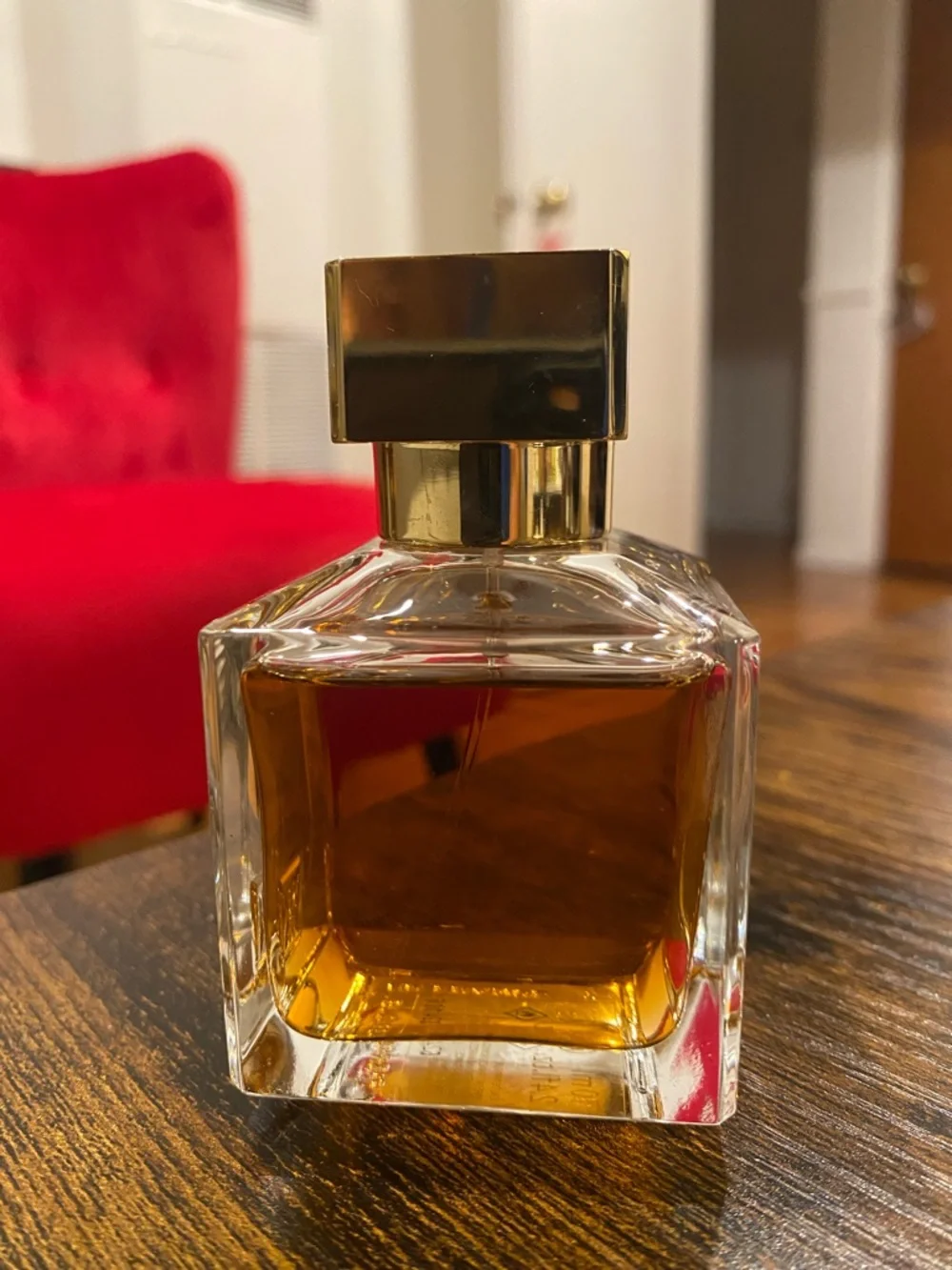 Authentic Maison Francis Kurkdjian Perfume Bottle with Gold Cap and Amber Liquid - Picture 3 of 5